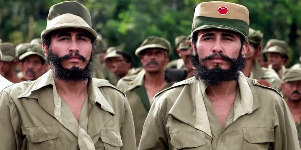 Image similar to James Franco as Fidel Castro in 'Good Morning, Cuba' (2023), movie still frame