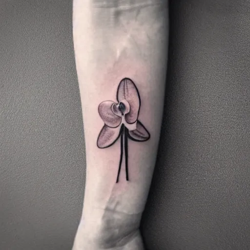 Image similar to simple tattoo of an orchid sprouting from the earth