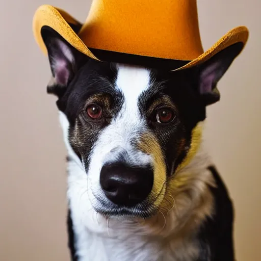 Prompt: dog wearing a cowboy hat