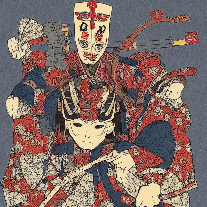Prompt: Samurai necrobiosis