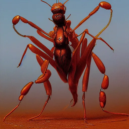 Image similar to A large ant queen standing on her hind legs formian pathfinder, digital art, Wayne Barlowe