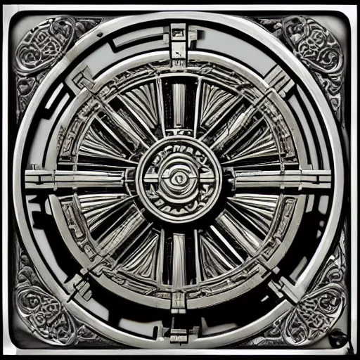 Prompt: symbol of the cult of the machine, ornate machinery