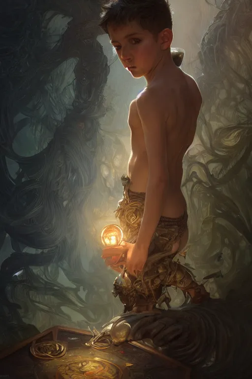 Image similar to a photography of a boy made from maggots, deep focus, d & d, fantasy, intricate, elegant, highly detailed, digital painting, artstation, concept art, matte, sharp focus, illustration, hearthstone, art by artgerm and greg rutkowski and alphonse mucha