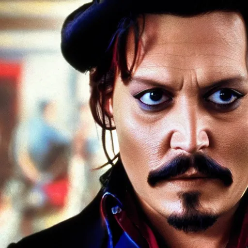 Image similar to johnny depp starring in the movie super mario brothers, movie still, action pose, 8 k