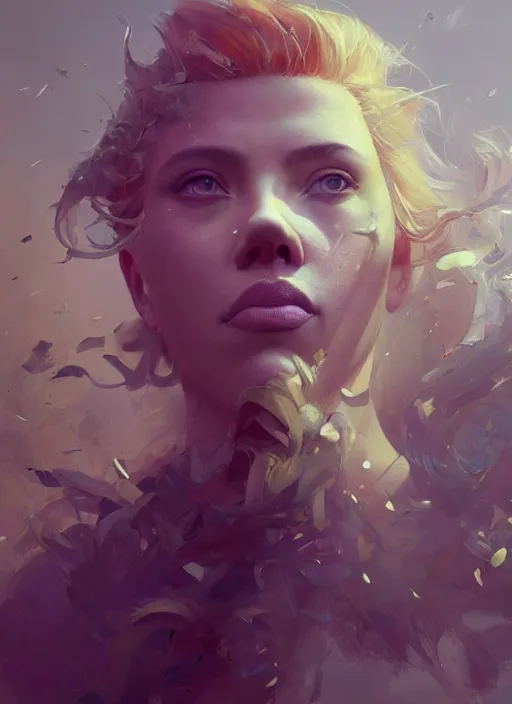 Image similar to a beautiful portrait of scarlett johansson as lion. character design by cory loftis, fenghua zhong, ryohei hase, ismail inceoglu and ruan jia. volumetric light, detailed, rendered in octane