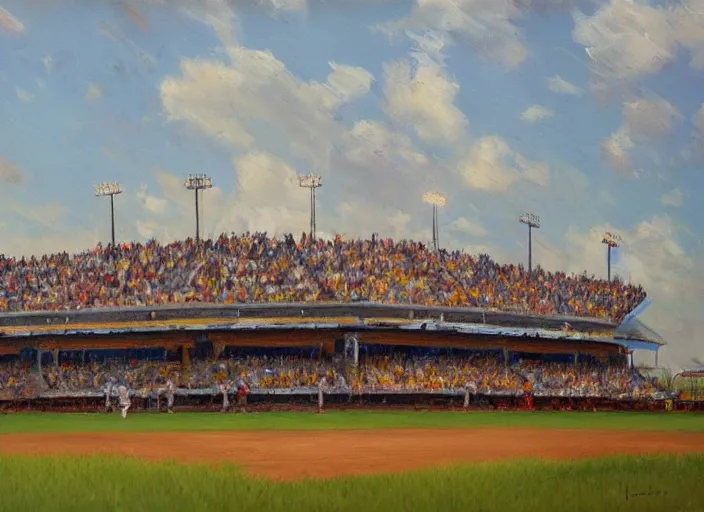 Image similar to a cornstalk baseball stadium, oil painting by jama jurabaev, extremely detailed, brush hard, artstation, for aaa game, high quality, brush stroke