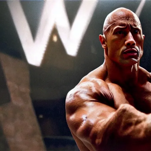 Image similar to a film still, Dwayne Johnson as rocky Balboa, cinematic, best scene