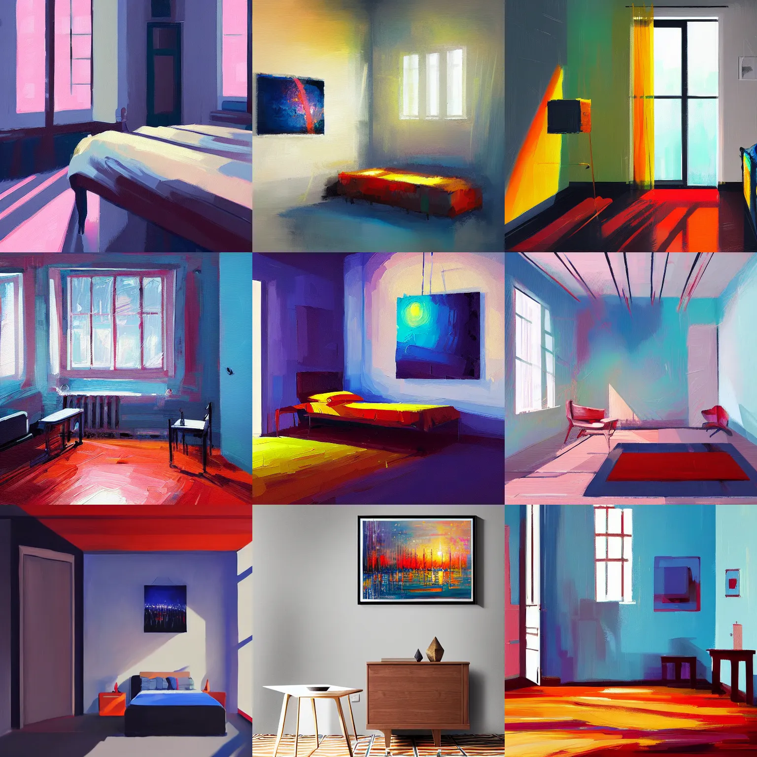 Prompt: painting of a room, broad strokes, by alena aenami, trending on artstation