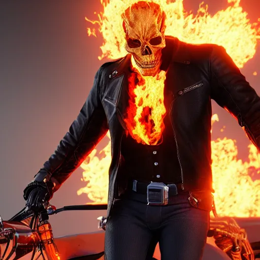 Prompt: Ghost Rider from Marvel photo realistic, CGI, Unreal Engine, Hdr, 4k, award winning