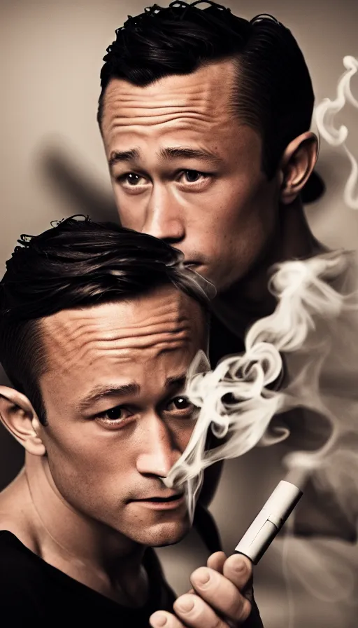 Image similar to joseph gordon levitt smoking shiha, insane, intricate, highly detailled, sharp focus 8k