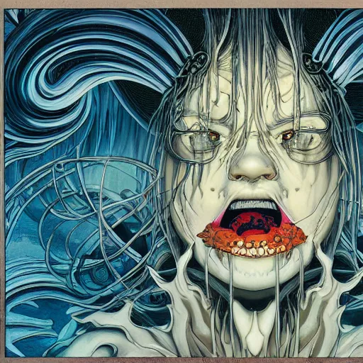 Image similar to portrait of crazy marshmello, symmetrical, by yoichi hatakenaka, masamune shirow, josan gonzales and dan mumford, ayami kojima, takato yamamoto, barclay shaw, karol bak, yukito kishiro