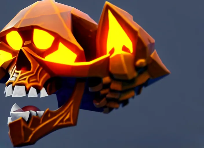 Image similar to cloaked skull, stylized stl, 3 d render, activision blizzard style, hearthstone style, crash bandicoot artstyle