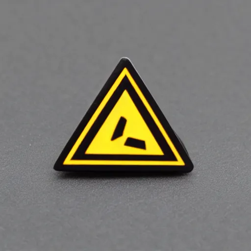 Image similar to a triangle enamel pin of a caution fire hazard label, smooth curves