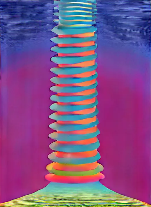 Image similar to abstract tower by shusei nagaoka, kaws, david rudnick, airbrush on canvas, pastell colours, cell shaded, 8 k