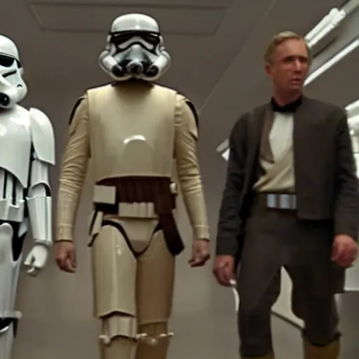 Image similar to a film still of deleted star wars scenes realistic, detailed, wearing suit