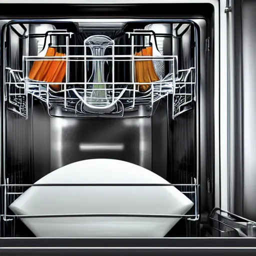 Image similar to jerma 3 4 5 1 stuck in the dishwasher he can't get out, realistic, hdr, clear image, hdd, dynamic lighting,