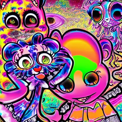 Prompt: Lisa Frank and Junji Into collaboration