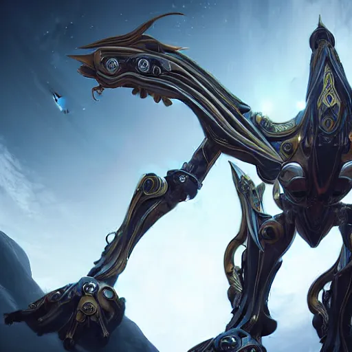 Image similar to highly detailed exquisite warframe fanart, worms eye view, looking up at a giant 500 foot tall beautiful saryn prime female warframe, as a stunning anthropomorphic robot female dragon, sleek smooth white plated armor, unknowingly posing elegantly over your view, walking over you, you looking up from the ground, giant sharp intimidating robot dragon feet about to crush you, proportionally accurate, anatomically correct, sharp claws, two arms, two legs, camera close to the legs and feet, giantess shot, upward shot, ground view shot, leg and thigh shot, epic shot, high quality, captura, realistic, professional digital art, high end digital art, furry art, macro art, giantess art, anthro art, DeviantArt, artstation, Furaffinity, 3D realism, 8k HD render, epic lighting, depth of field