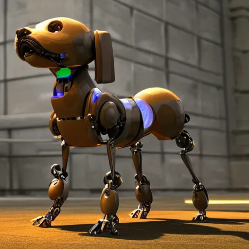 Image similar to robot dog, 3d render,unreal engine