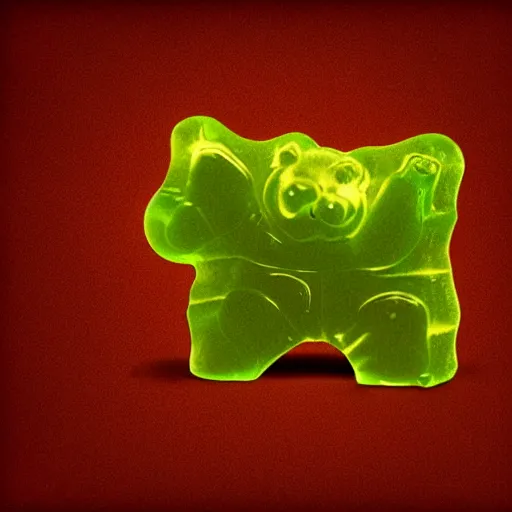 Prompt: A semi-translucent gummy bear, digital art