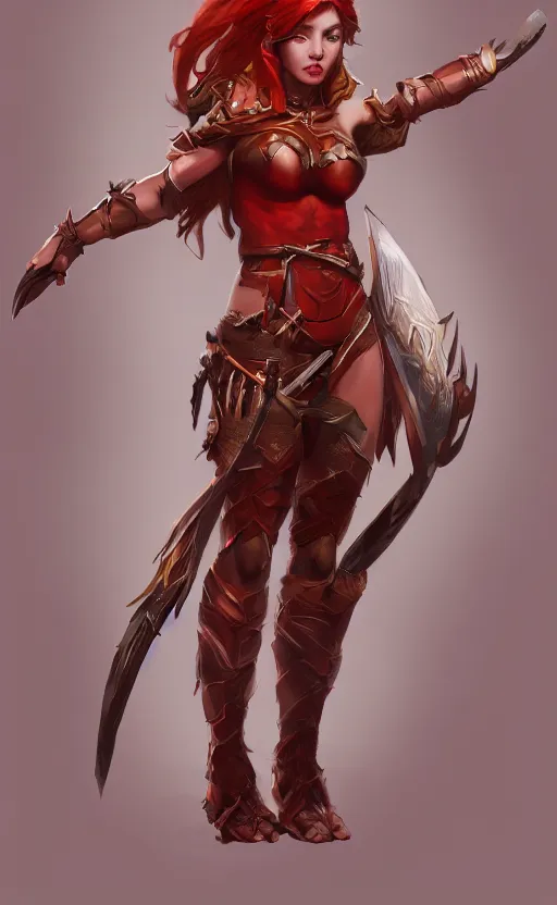 Prompt: full body concept art of a warrior princess with back to the camera, medium length red hair, by stanley lau, rim lighting, sharp focus, trending on artstation