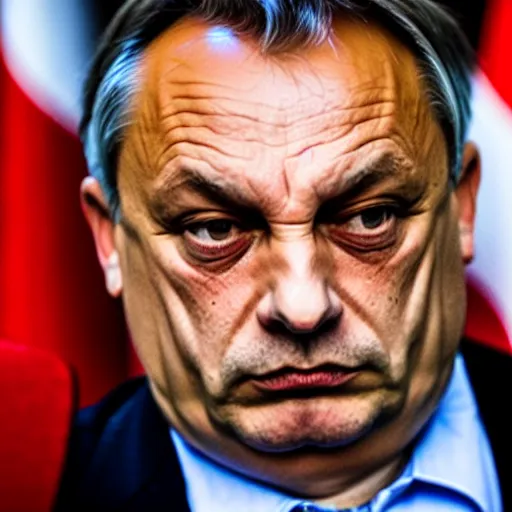 Image similar to Viktor Orban looking sad