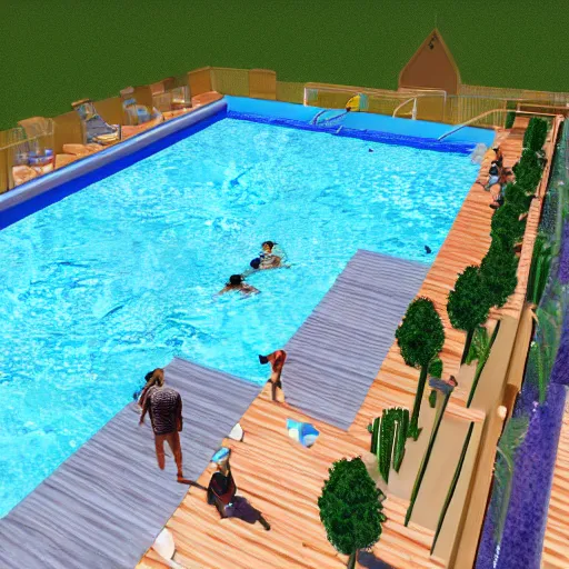Image similar to swimmingpool bryce 3 d style.