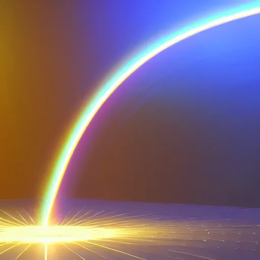 Image similar to a beam of light going through a prism and coming out as a rainbow, refracting, physics, octane render, unreal engine