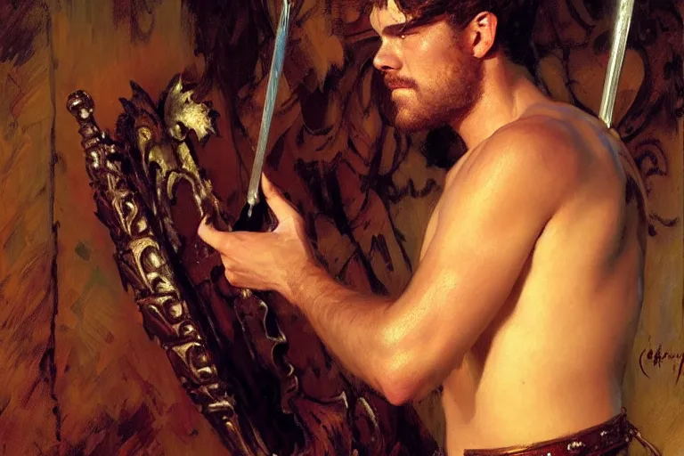 Image similar to attractive male, game of thrones, painting by gaston bussiere, craig mullins, j. c. leyendecker