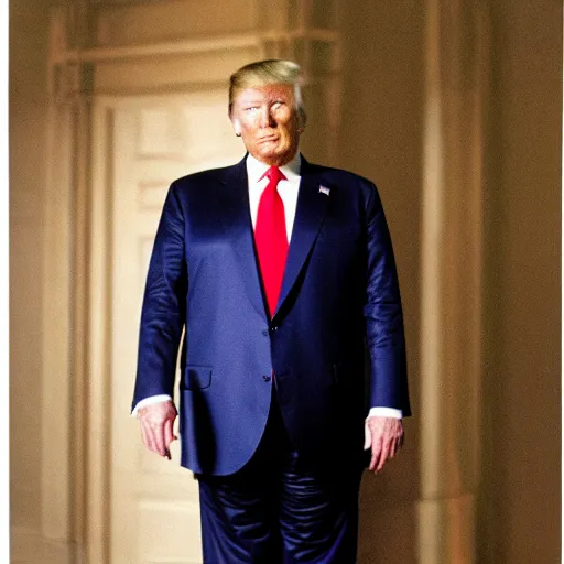 Prompt: photo of donald trump, kodak portra 4 0 0, donald trump wearing a suit of knight ’ s armor, two arms, two legs, symmetrical face, donald trump ’ s face, donald trump, donald trump holding a mythical sword