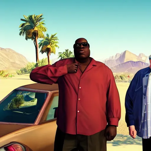 Prompt: gta 5 loading screen with larry david and gabourey sidibe