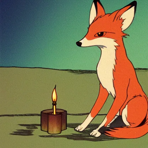 Image similar to a fox with candle head by studio ghibli