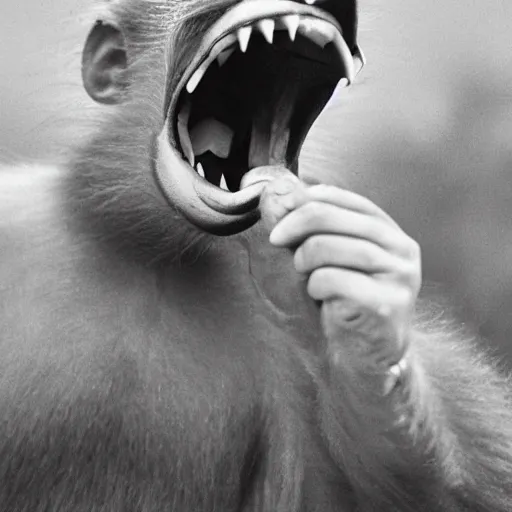 Image similar to a tin can opening its mouth to eat a monkey