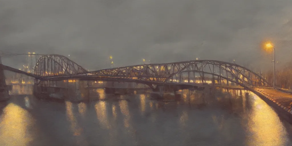 Prompt: bridge, cinematic lighting, detailed oil painting, hyperrealistic, 8k