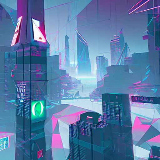 Prompt: polygonal cyberpunk