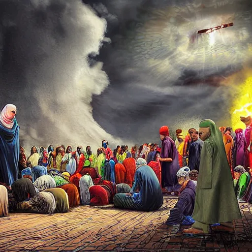 Image similar to muslims on judgment day digital art very detailed 4 k detailed super realistic