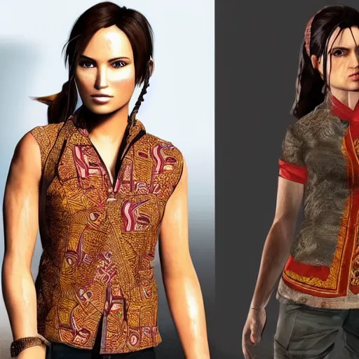 Prompt: give me lara croft wearing batik!