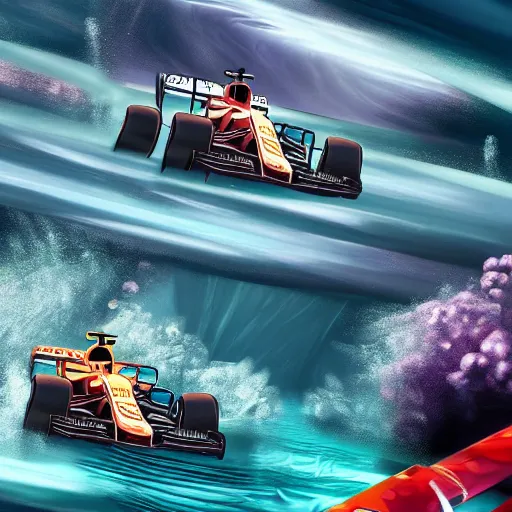 Prompt: Formula 1 underwater stage, digital art, detailed, realistic, trending on artstation, 4k,