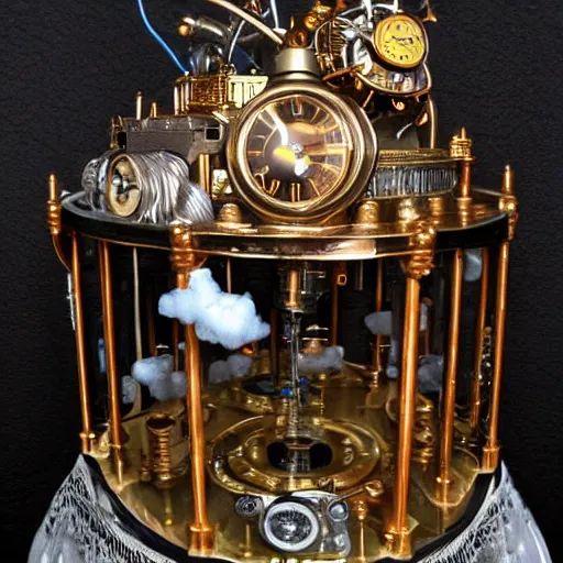 Image similar to dream a steampunk time machine in the midage