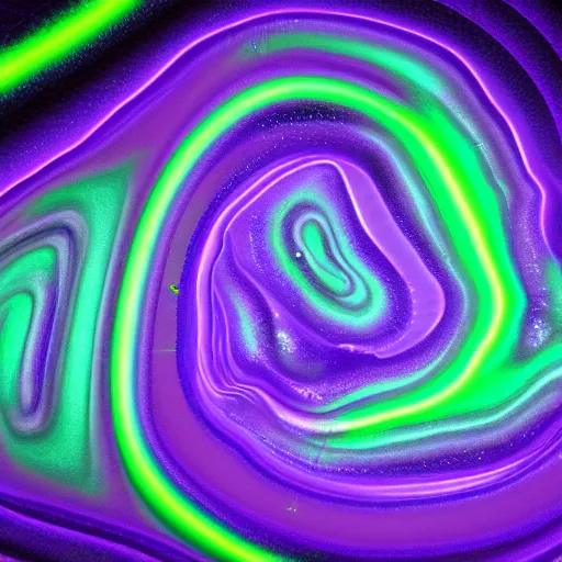 Prompt: inside view of very shiny dark saturated violet intestine with extreme glows. wet look. lightning and electrical arcs. award winning digital art