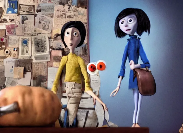 Image similar to a very high resolution image from a new movie. stop motion. coraline. directed by wes anderson