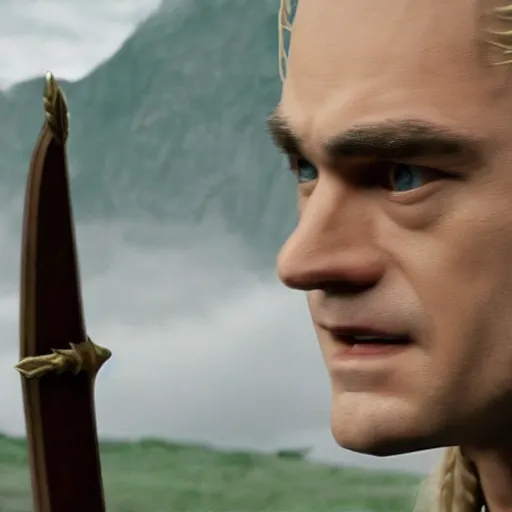 Prompt: high quality movie still frame of ben shapiro as legolas in lord of the rings, cinematic lighting, rim lighting, dramatic lighting, hd, 4k