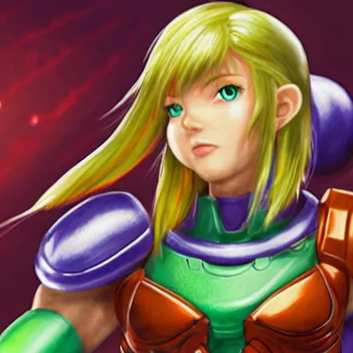 Image similar to details art of samus aran as link