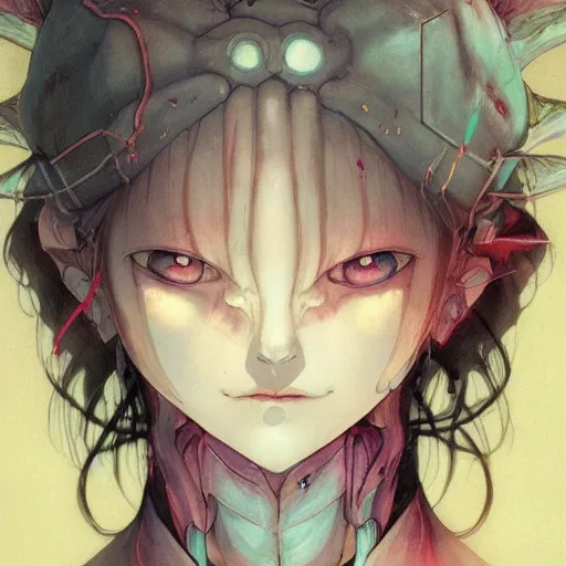 Prompt: prompt : dungeon character portrait soft light painted by james jean and katsuhiro otomo and erik jones, inspired by evangeleon anime, smooth face feature, intricate oil painting, high detail illustration, sharp high detail, manga and anime 1 9 9 9