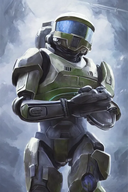 Image similar to magnemite pokemon playing as master chief, oil on canvas, intricate, 8 k highly professionally detailed, hdr, cgsociety