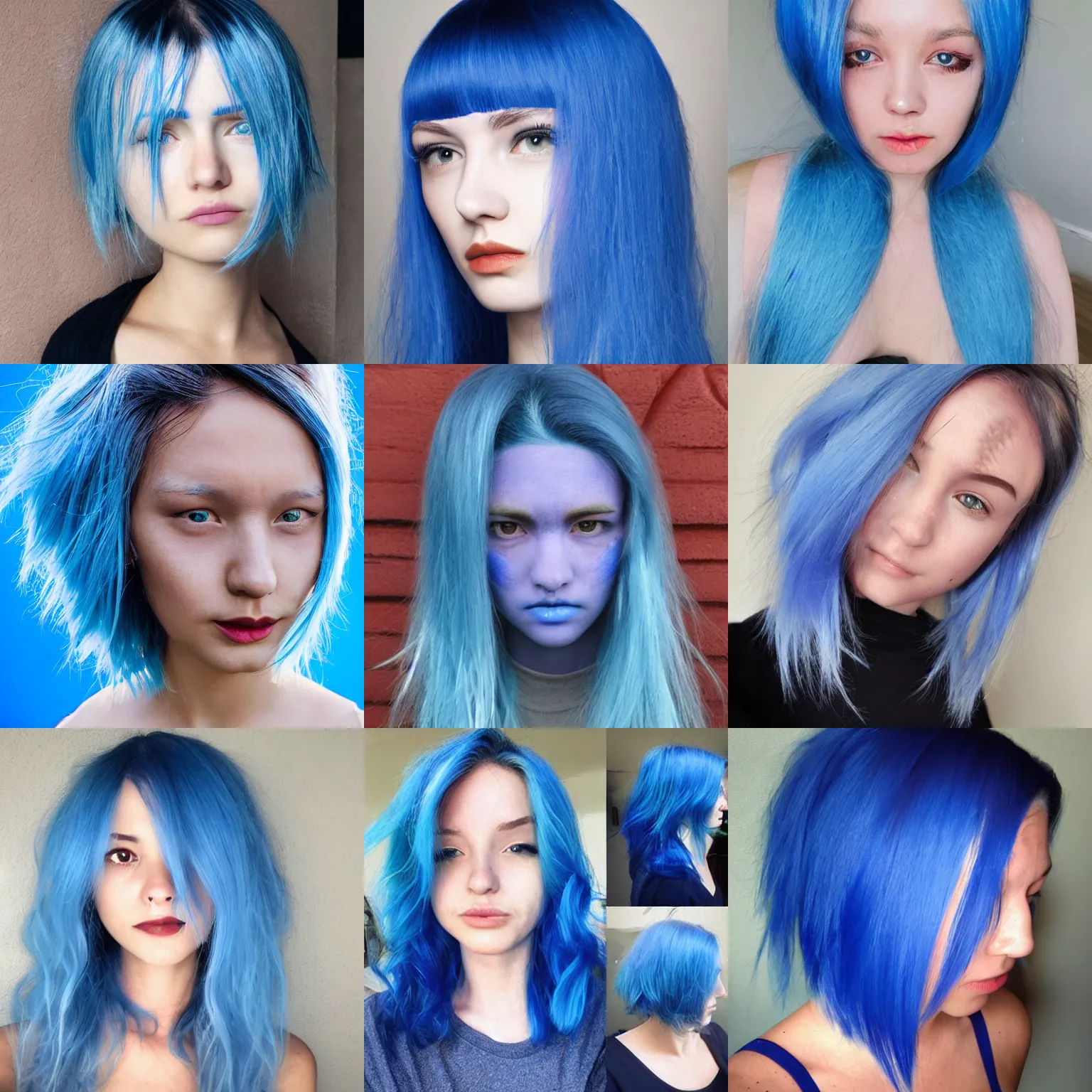 Prompt: human face blue hair