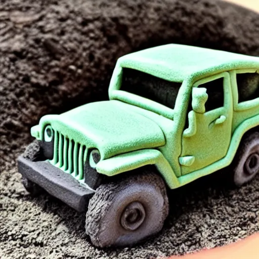 Prompt: a Jeep made out of clay, claymation