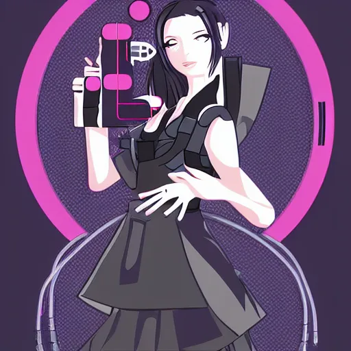 Prompt: cyberpunk maid, vector, pixta. jp