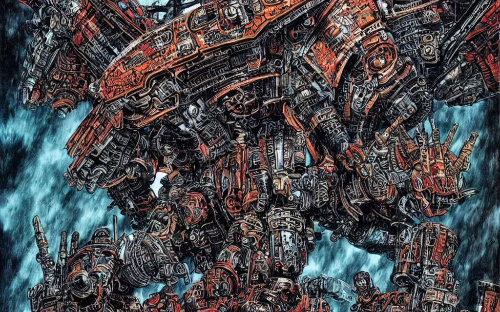 Image similar to techno - savage space marine, perfect future, awarding winning digital art by philippe druillet