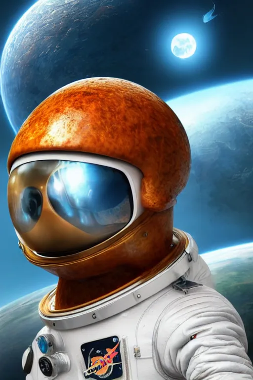 Image similar to a chicken wearing a astronaut suit in a alien planet, profile picture, digital art, concept art, trending on DeviantArt, highly detailed, high quality, 4K, cartoon, high coherence, path traced, blue sky in the background, octane render, digital painting, no helmet, masterpiece